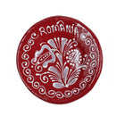 Red ceramic plate magnet from DELUMANI featuring Romania design, perfect as a decorative fridge magnet or gift.