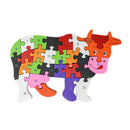 Puzzle din lemn - vacuta cu litere si cifre - Delumani - Magazin Online Romanesc 